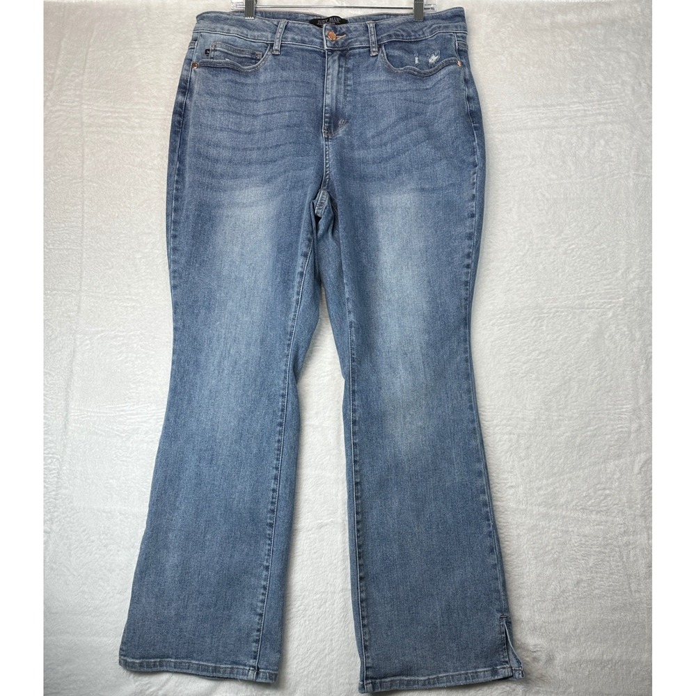 Judy Blue Slim Bootcut Jeans Women 18W Blue Medium Wash Distressed 1306
